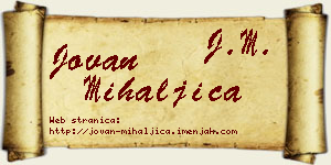 Jovan Mihaljica vizit kartica